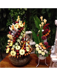 Table decoration with fruits and vegetables